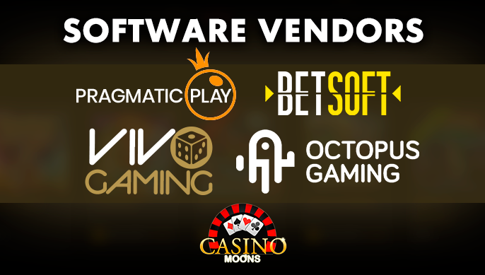 Logos of gambling providers at Casino Moons