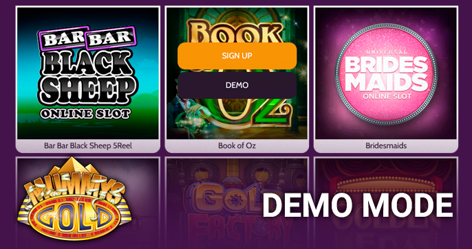 Choice of demo mode in a gambling game at Mummy's Gold Casino