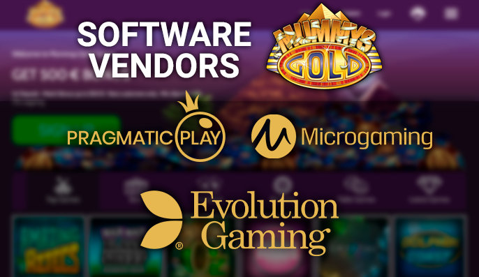 Software Vendors at Mummy's Gold Casino - a list of providers