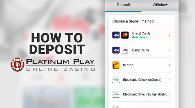 Deposit form at Platinum Play Casino