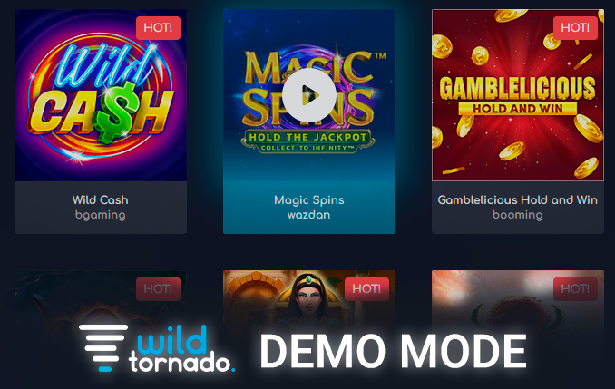 Opening a casino game in demo mode on the Wild Tornado website