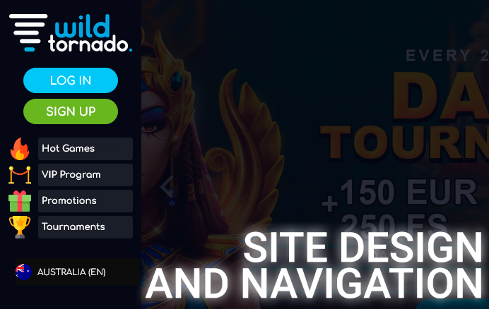 Wild Tornado Casino website main menu