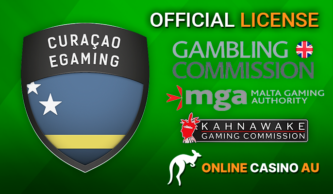 A number of logos of official casino licenses for which are checked in the ranking Online Casino Au