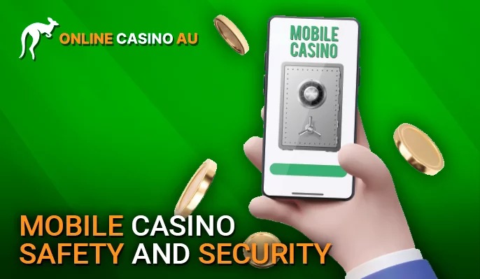 In the hand of a cell phone with a safe as a guarantee of cash protection