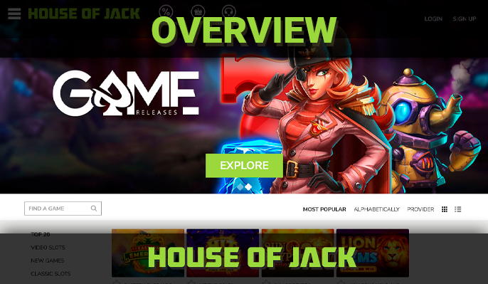 House of Jack Casino logo on the home page