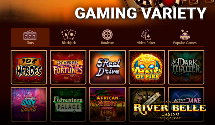 The gambling section and categories at River Belle Casino