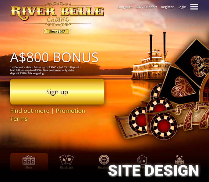 The River Belle Casino home page parsing