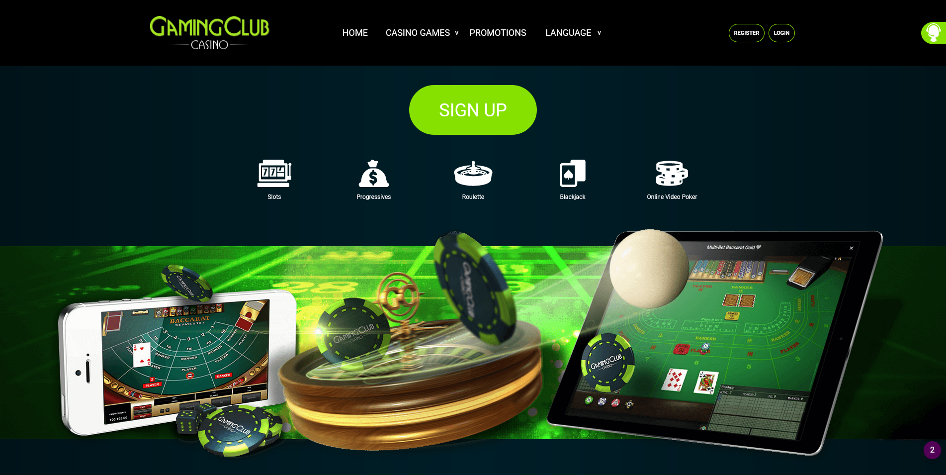Screenshot of the live game page at Gaming Club