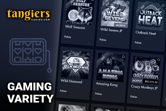 The gambling section of the Tangiers Casino website