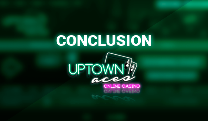Uptown Aces Casino logo on a blurry website page