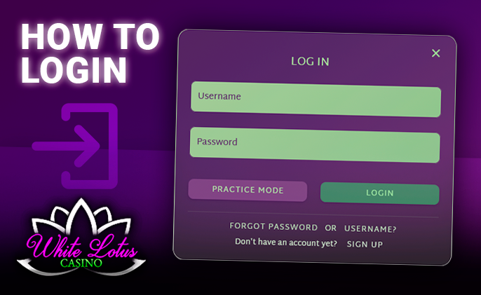 White Lotus Casino authorization form and login icon