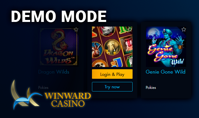 Choice of gambling mode at Winward Casino with the presence of a demo mode