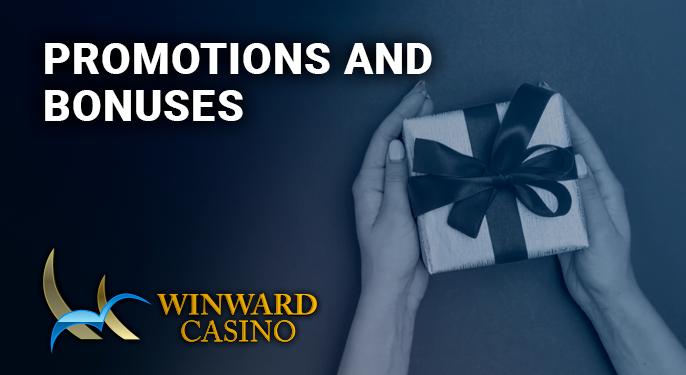 Gift box in hand and Winward Casino logo