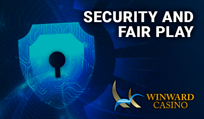 Visualization of security in the form of a lock icon in front of the shield and WinWard casino logo