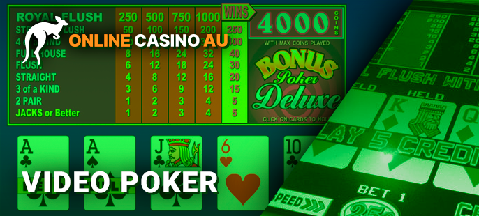 Video poker game with artificial intelligence for Australian players