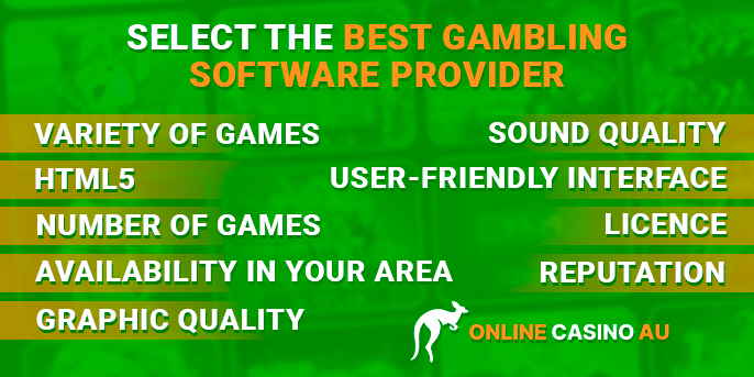 Criteria for choosing the top game provider from Online-Casino Au and casino gaming section in the background