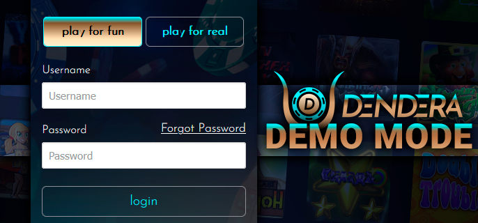 Authorize an account at Dendera Casino in demo mode for free play