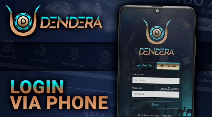 Authorization on the site Dendera Casino via mobile device