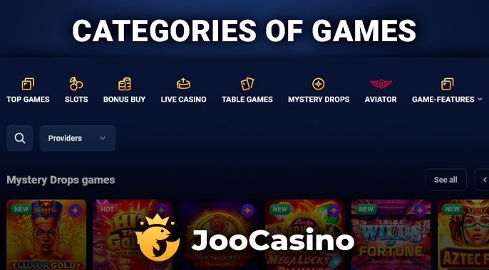 Gambling at Joo Casino - Categories of casino games