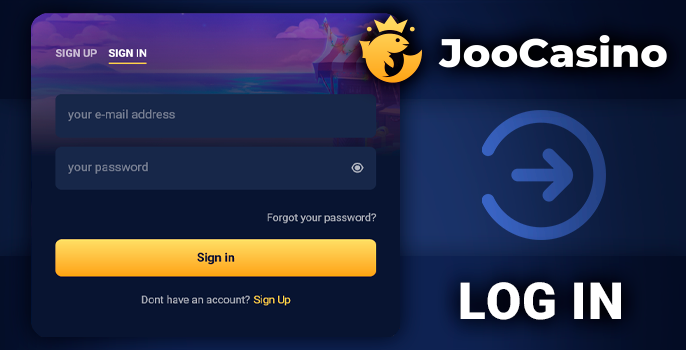 Joo Casino login form with personal information