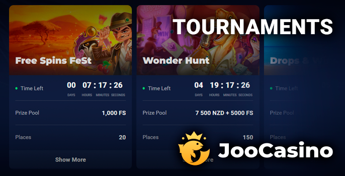 Tournaments among Joo Casino players - prize funds and conditions of participation