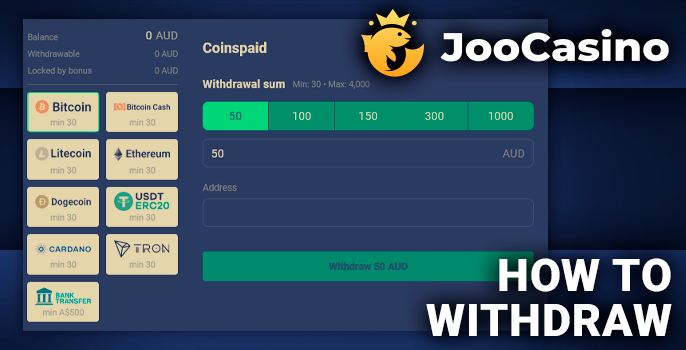 Withdrawing money from Joo Casino - instructions