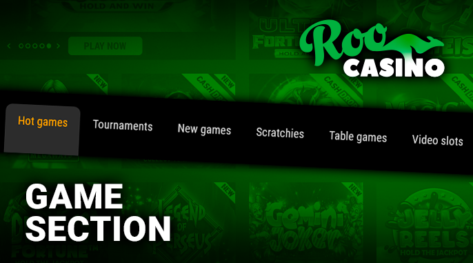 Categories of gambling at Roo Casino