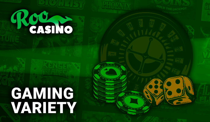 Gambling at Roo Casino - list of categories and number of games