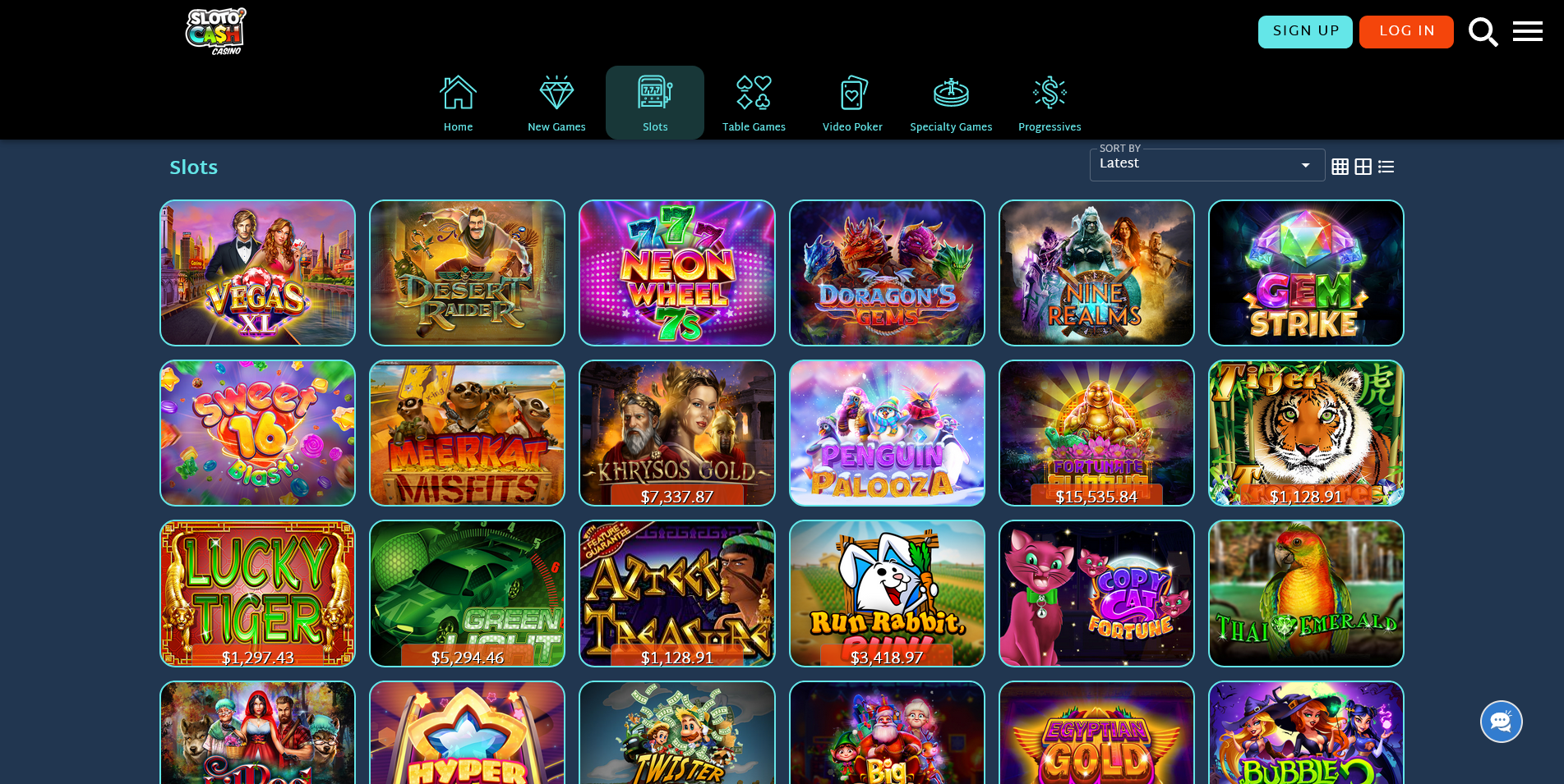 Screenshot of the SlotoCash Casino game section