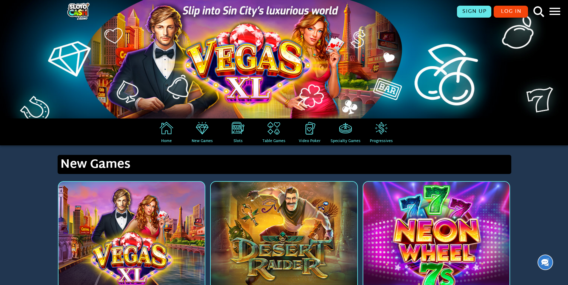 Screenshot of the SlotoCash Casino home page