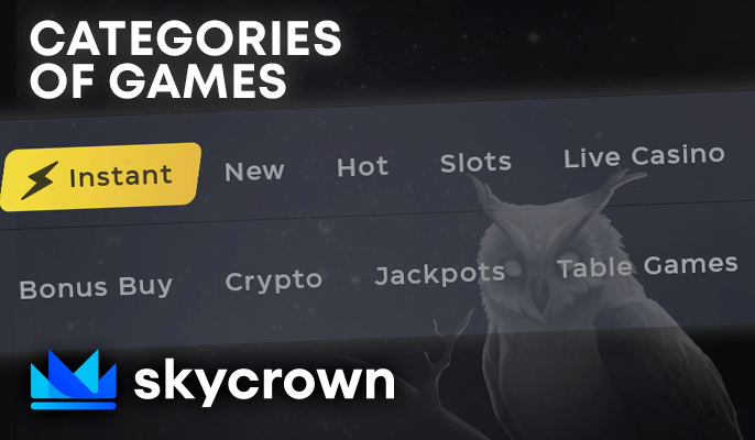 Categories of gambling at SkyCrown Casino