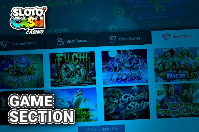 Casino Gaming section at Slotocash with game category