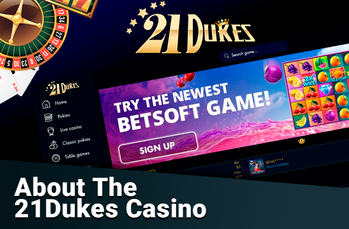 Presented site 21Dukes Casino - information about the owners and license