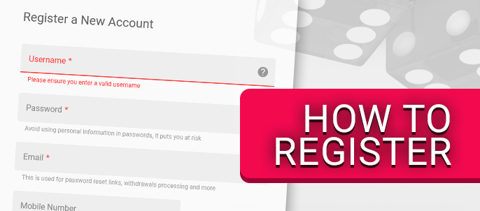 Ruby Fortune Casino registration form - detailed instructions
