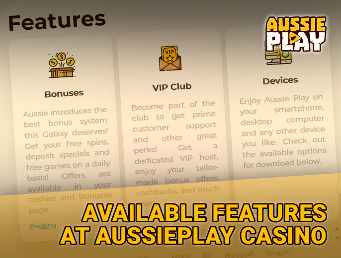 Aussie Play Casino features available to Australians players