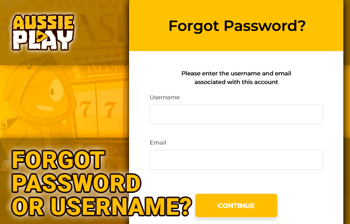 Aussie Play Casino password and nickname recovery - how to get your account back