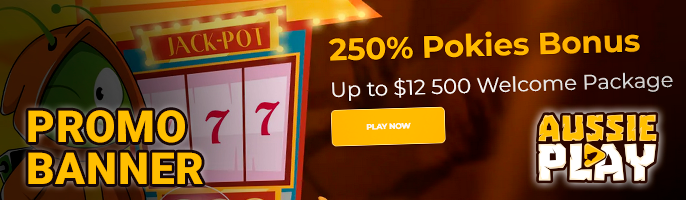 Banner with Welcome Bonus Offer on the Aussie Play Casino website
