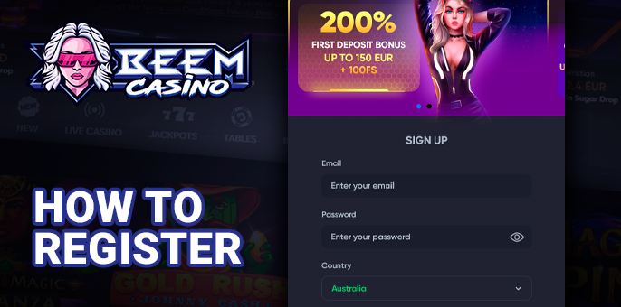 Registration on the site Beem Casino - how to register an account