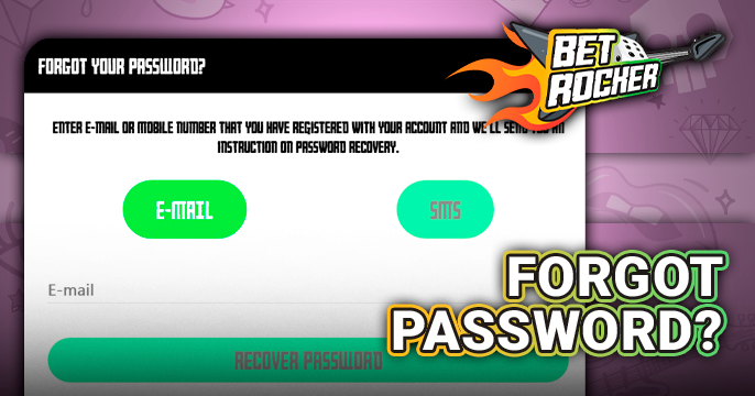 Betrocker Casino password recovery form - instructions to regain access to account