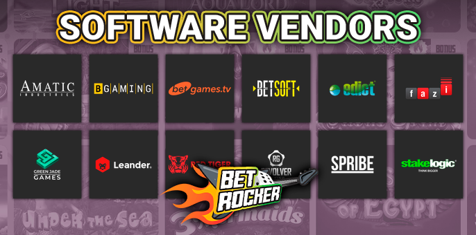 Gaming providers working with Betrocker Casino - what software providers are on the site