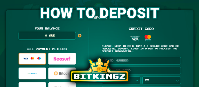 Deposit to your Bitkingz Casino account - step-by-step instructions