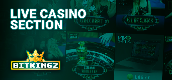 A variety of live game choices on Bitkingz Casino