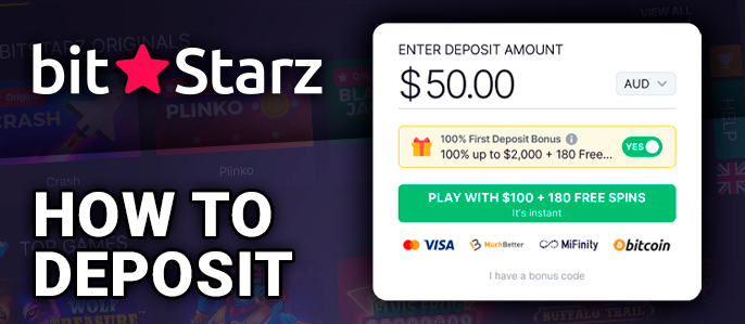 Deposit to BitStarz Casino in AUD currency