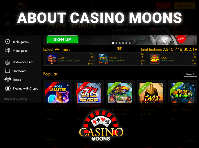 Casino Moons website introduction - casino information and license