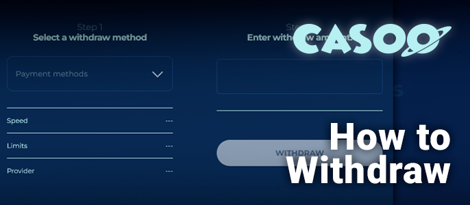 Withdrawal form on the site Casoo Casino in AUD currency