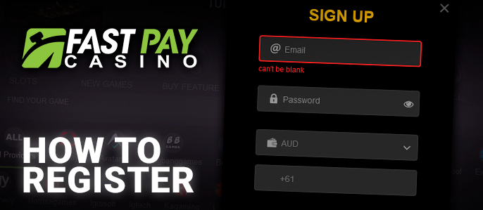 Registration on the site FastPay Casino - how to create an account