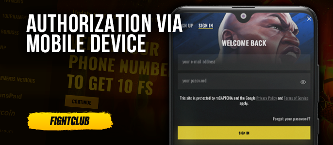 Login to Fight Club casino by phone - how to log in