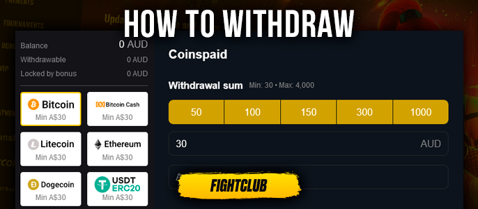 Withdrawing money at Fight Club casino - instructions for withdrawing
