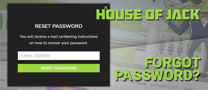 House of Jack Casino account recovery form