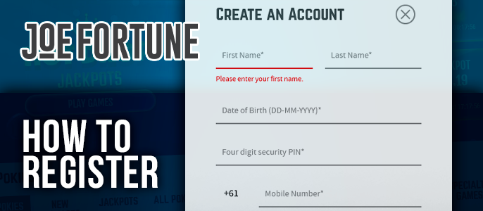 Joe Fortune Casino account registration - how to join